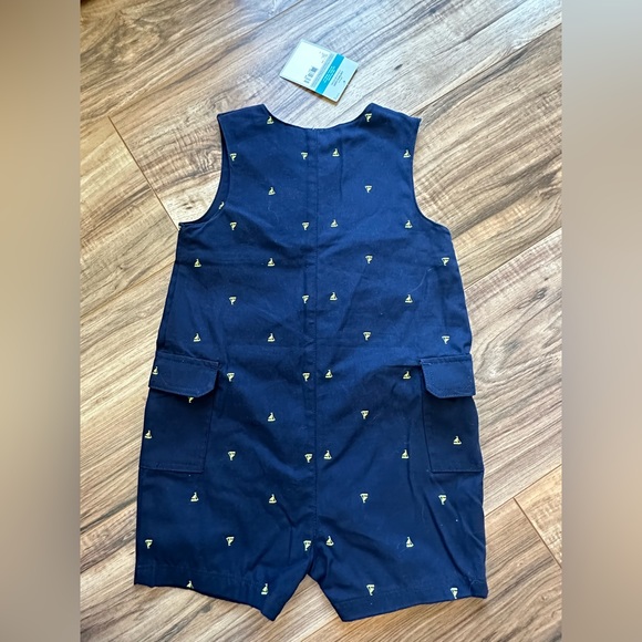 NWT! Carters 24 Months Navy Shortalls with Yellow Sailboats - Picture 1 of 6